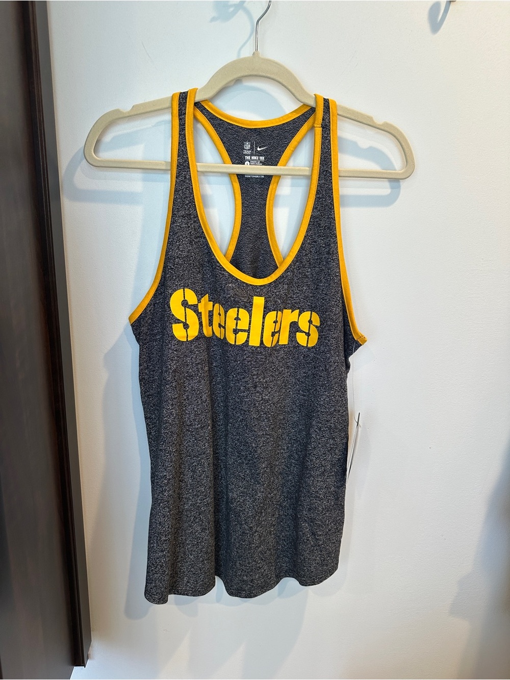 NFL Steelers Gray Tank Top with Yellow Trim